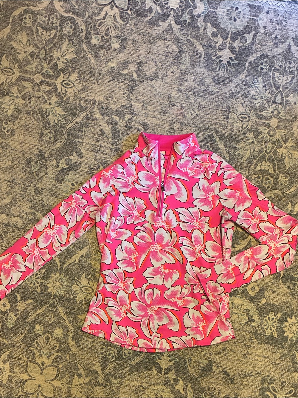 Lilly Pulitzer Luxletic Long Sleeve Pink Floral athletic top
